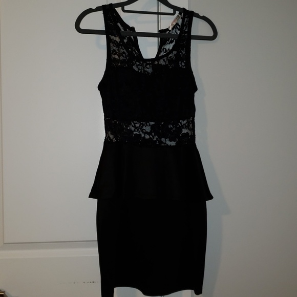 black peplum midi dress